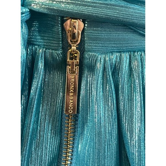 Bronx and Banco Romi Metallic Goddess Gown in Teal Womens Long Dress - Picture 8 of 17